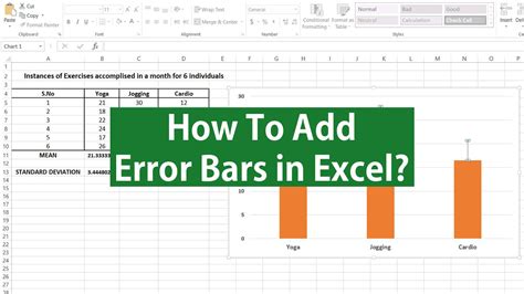 How to add error bars in excel - Step 2: Calculate the Average & Standard Deviation. Next, type the following formulas into cells B6 and B7 to calculate the average and standard deviation of values for each year: B6: =AVERAGE(B2:B5) B7: =STDEV(B2:B5) We can then click and drag each of these formulas to the right to calculate the average and standard deviation of values for each year: